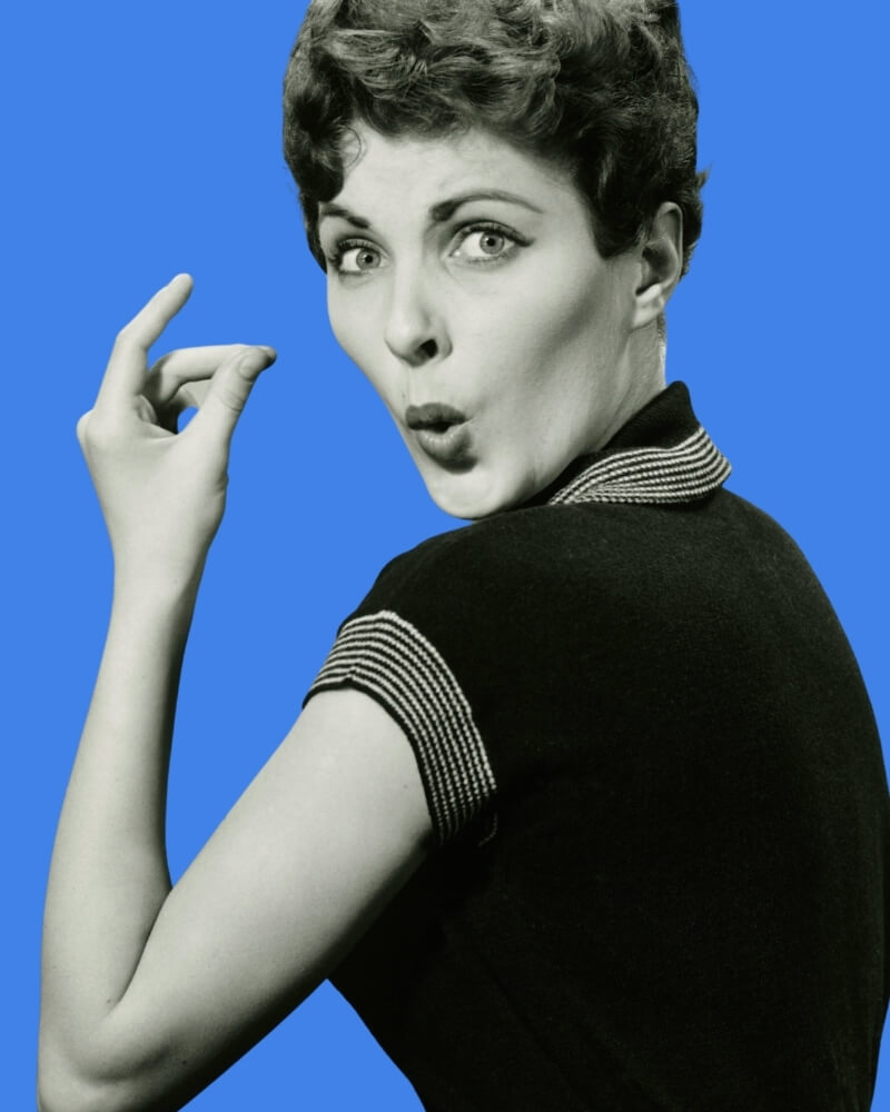 50s era woman snapping and making a wicked face loudbird marketing is fast, flexible, and agile