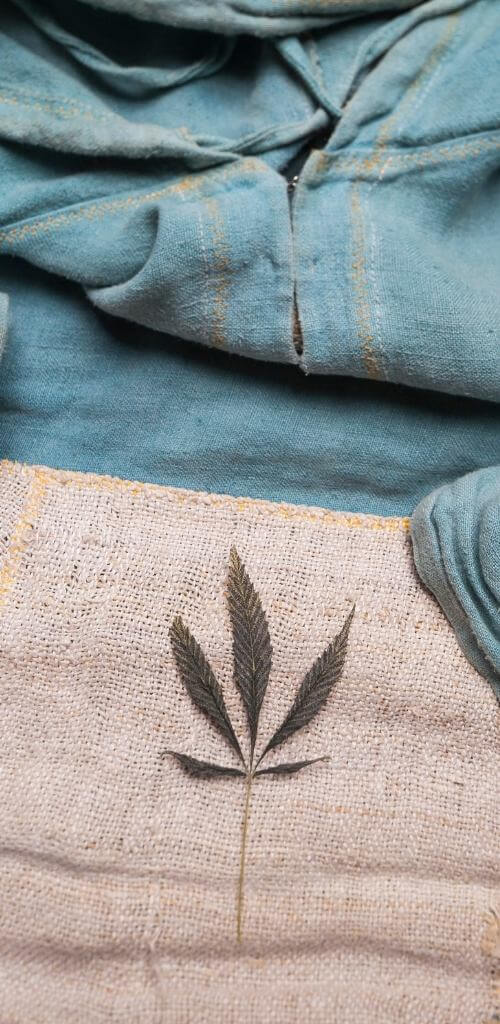 hemp clothing folded with hemp leaf loudbird marketing sustainable brand marketing