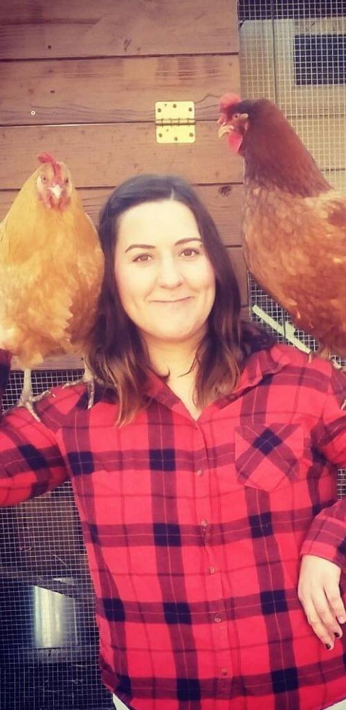 clair jones foundress and ceo of loudbird digital marketing holding two sweet chickens